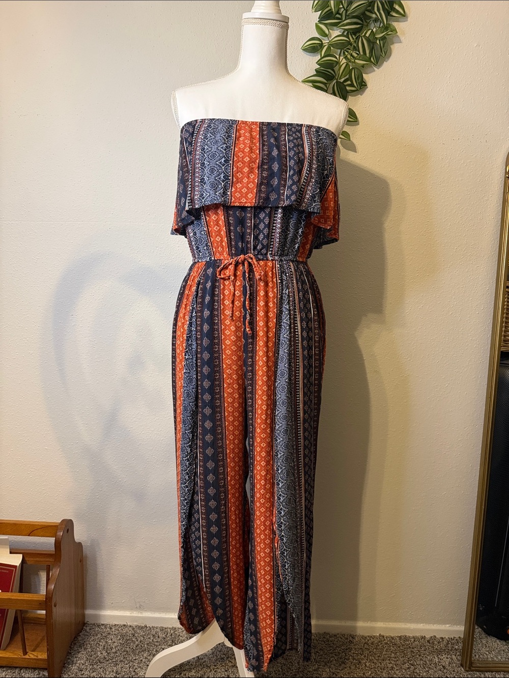 Rue21 Strapless Jumpsuit in Navy & Rust